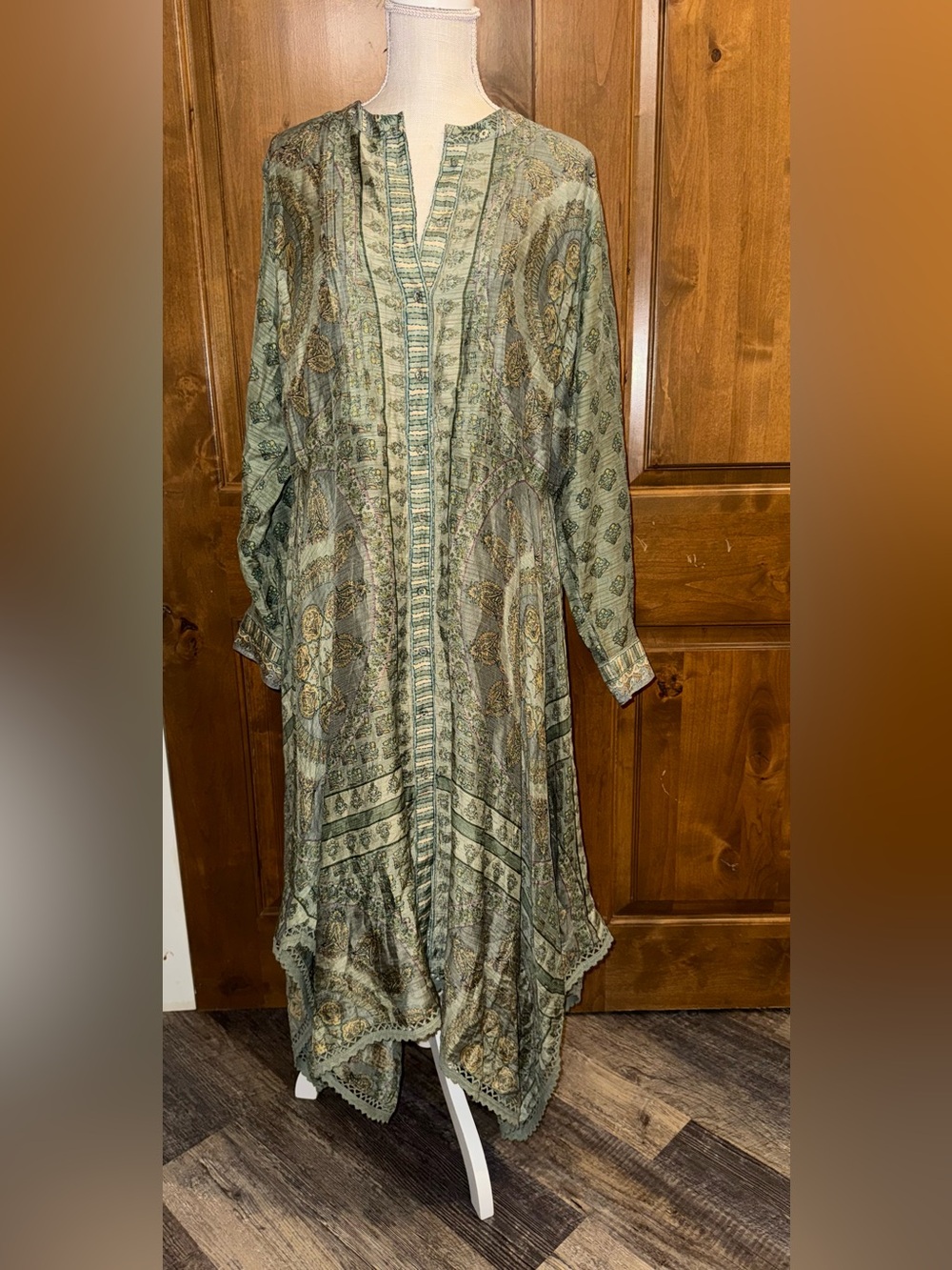 Soft Surroundings Prairie Cottage Dress Jardin Majorelle Green Sage XL Boho
